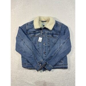 NWT Women's Universal Thread Sherpa Lined Denim Jacket Size Medium